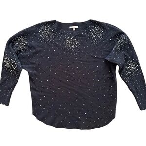Vila Milano Black knit long sleeve sweater with black rhinestones- women's M‎